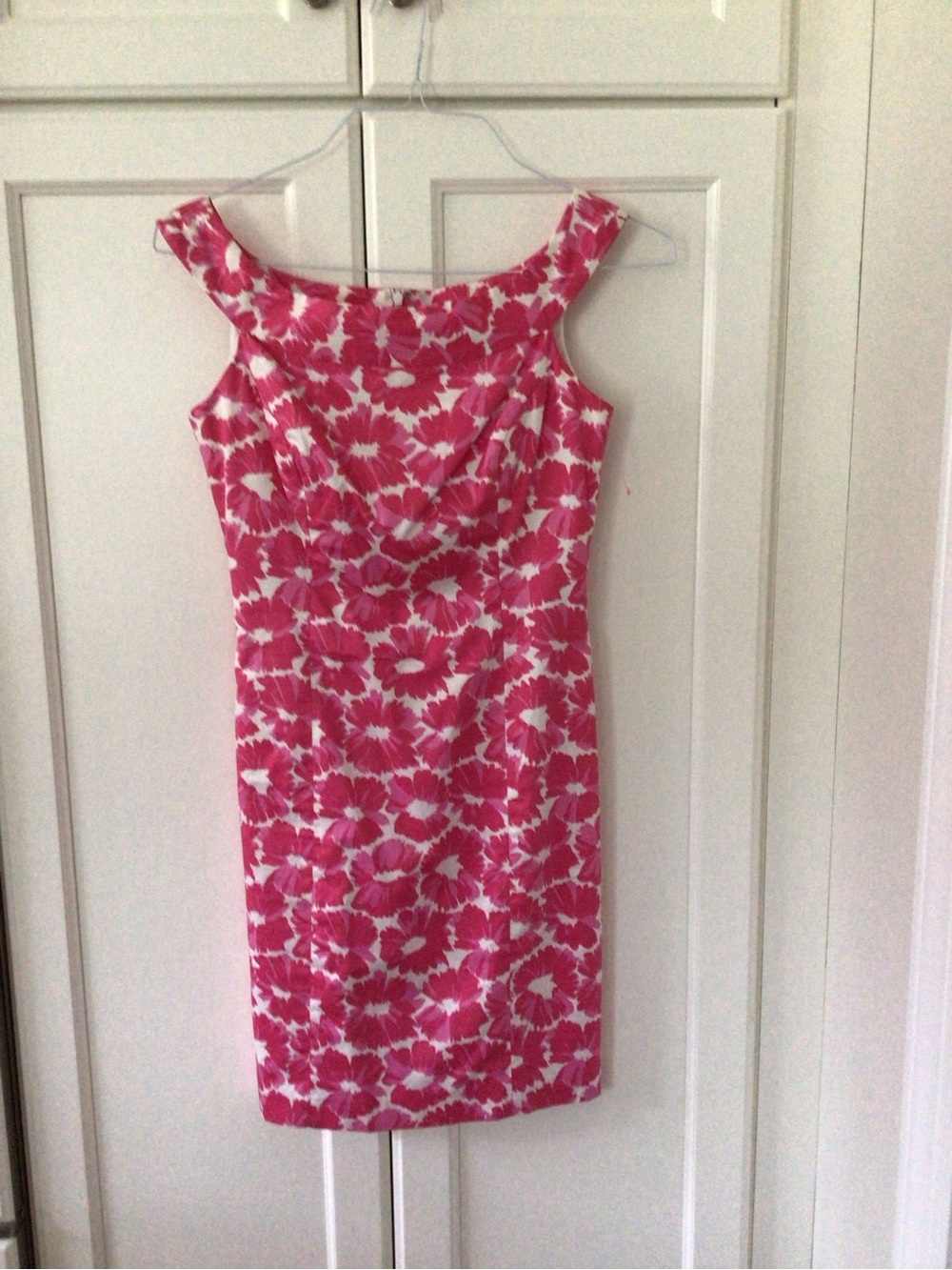 Milly Pink and White Floral Midi Sheath Dress